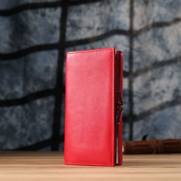 Яскравий жіночий гаманець на магнітах із натуральної шкіри ST Leather 23114 Червоний 23114 фото