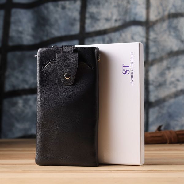 Жіночий шкіряний гаманець-клатч із відділенням під телефон ST Leather 23101 Чорний 23101 фото