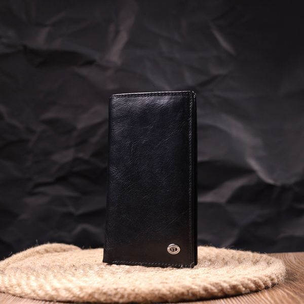 Вертикальний гаманець для чоловіків із натуральної шкіри ST Leather 19420 Чорний 19420 фото