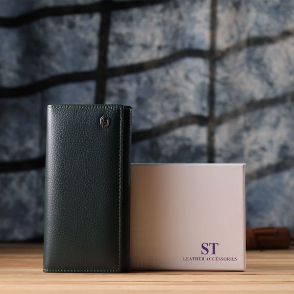 Удобный вертикальный кошелек из натуральной кожи ST Leather 23086 Зеленый 23086 фото