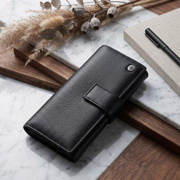 Жіночий шкіряний гаманець для карток купюр та монет ST Leather 22548 Чорний 22548 фото
