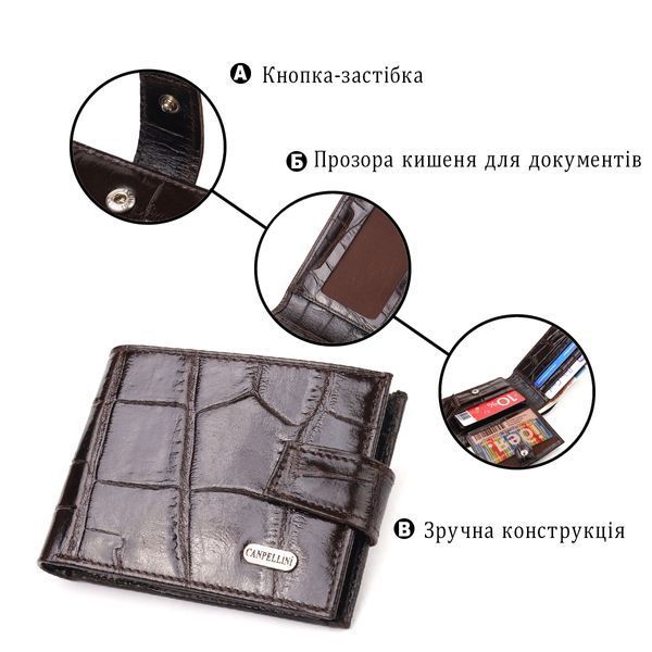 Надійний чоловічий гаманець із натуральної фактурної шкіри CANPELLINI 21516 Коричневий 21516 фото
