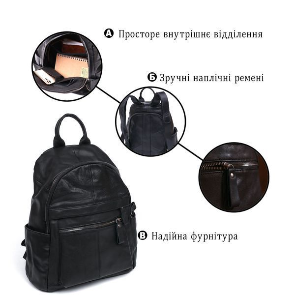 Функціональний шкіряний рюкзак Vintage 20374 Чорний 20374 фото