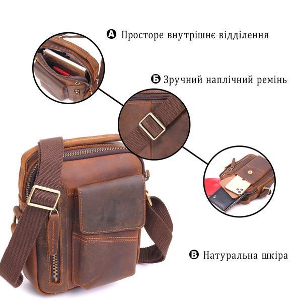 Винтажная мужская сумка из натуральной кожи 21293 Vintage Коричневая 21293 фото