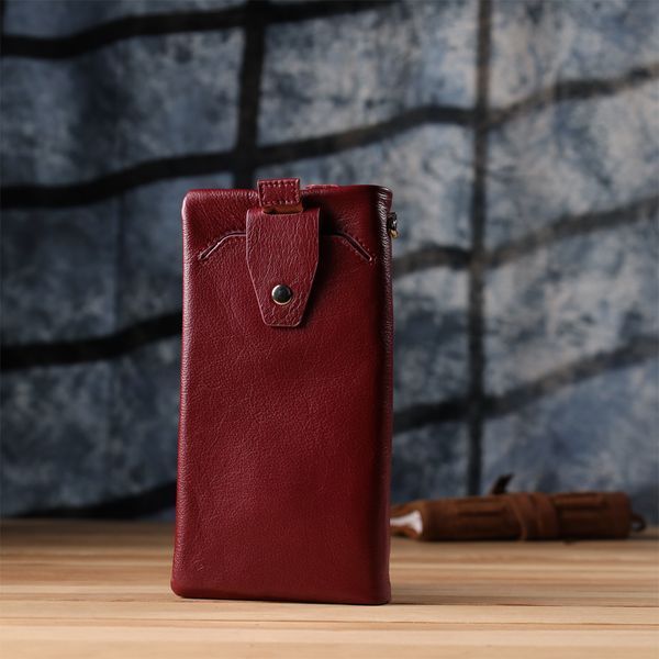 Кожаный женский кошелек-клатч с отделением под телефон ST Leather 23102 Бордовый 23102 фото
