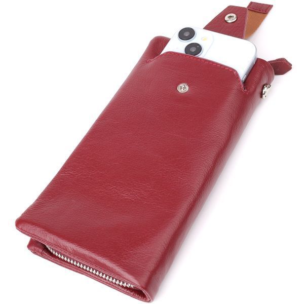 Кожаный женский кошелек-клатч с отделением под телефон ST Leather 23102 Бордовый 23102 фото