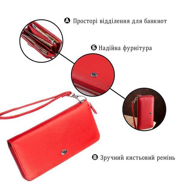 Жіночий шкіряний клатч для карток купюр та документів ST Leather 18931 Червоний 18931 фото