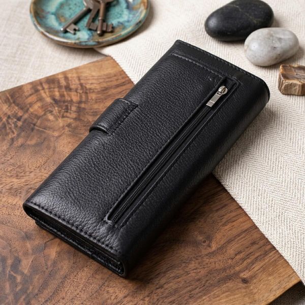 Жіночий шкіряний гаманець для карток купюр та монет ST Leather 22548 Чорний 22548 фото