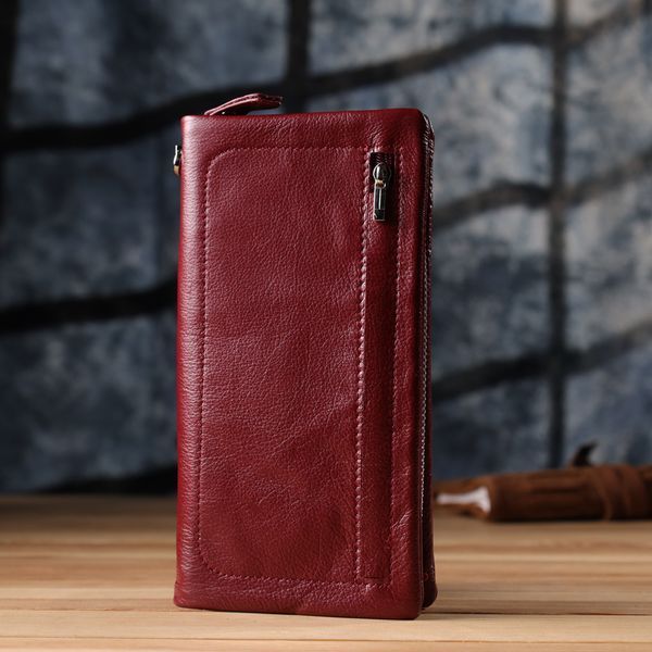 Кожаный женский кошелек-клатч с отделением под телефон ST Leather 23102 Бордовый 23102 фото
