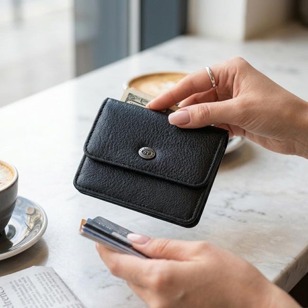 Жіночий шкіряний гаманець для карток купюр та монет ST Leather 22690 Чорний 22690 фото
