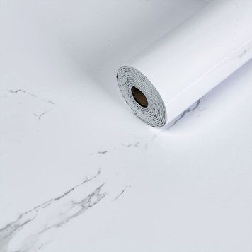 Самоклеящаяся виниловая плитка в рулоне 600х3000х2мм Белый воздушный мрамор Глянец SW-00001287 SW-00001287 фото