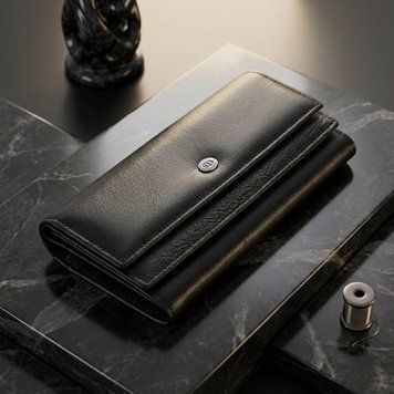 Жіночий шкіряний гаманець для карток купюр та монет ST Leather 22696 Чорний 22696 фото