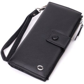 Лаконичный женский вертикальный кошелек-клатч из натуральной кожи ST Leather 22537 Черный 22537 фото