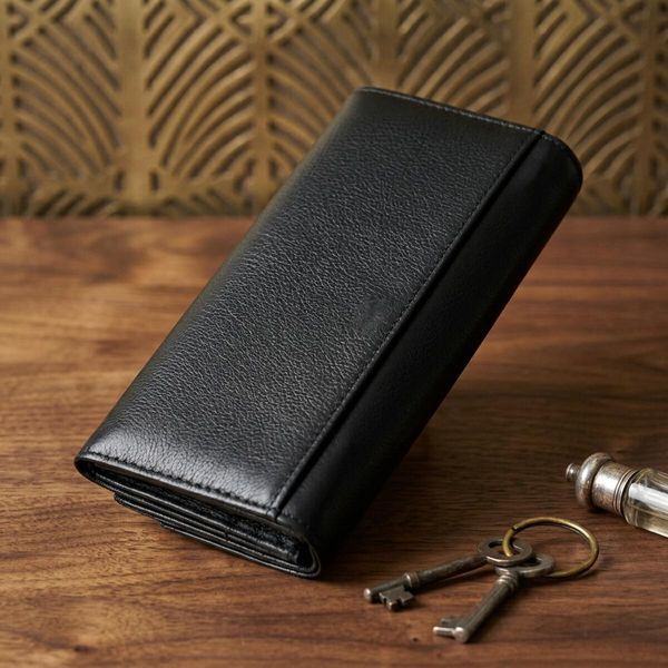 Жіночий шкіряний гаманець для карток купюр та монет ST Leather 22696 Чорний 22696 фото