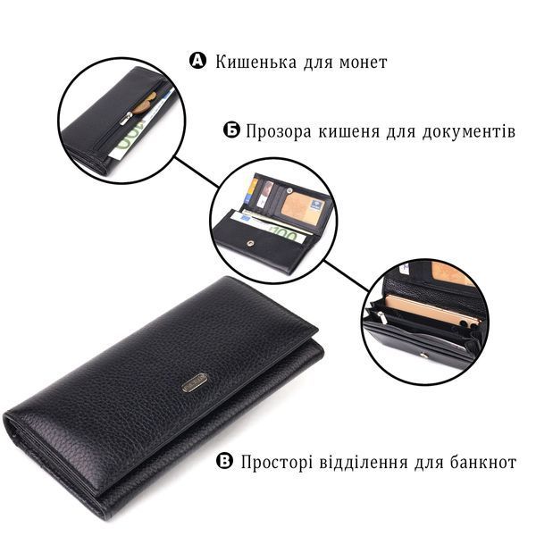 Жіночий шкіряний гаманець для карток купюр та монет CANPELLINI 21658 Чорний 21658 фото