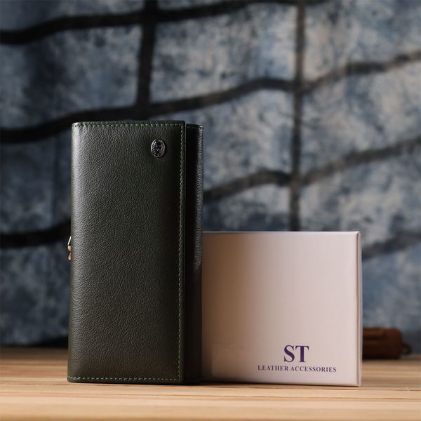 Вместительный женский кошелек на магнитах из натуральной кожи ST Leather 23115 Зеленый 23115 фото