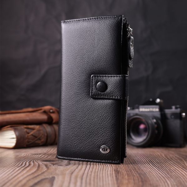 Лаконичный женский вертикальный кошелек-клатч из натуральной кожи ST Leather 22537 Черный 22537 фото