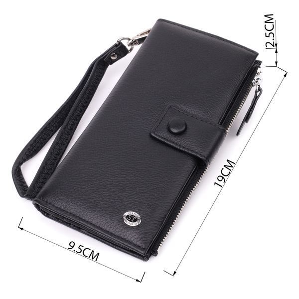 Лаконичный женский вертикальный кошелек-клатч из натуральной кожи ST Leather 22537 Черный 22537 фото