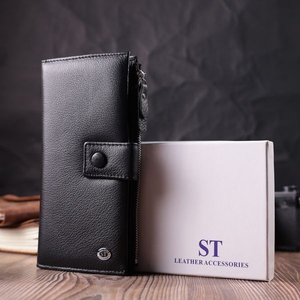 Лаконичный женский вертикальный кошелек-клатч из натуральной кожи ST Leather 22537 Черный 22537 фото