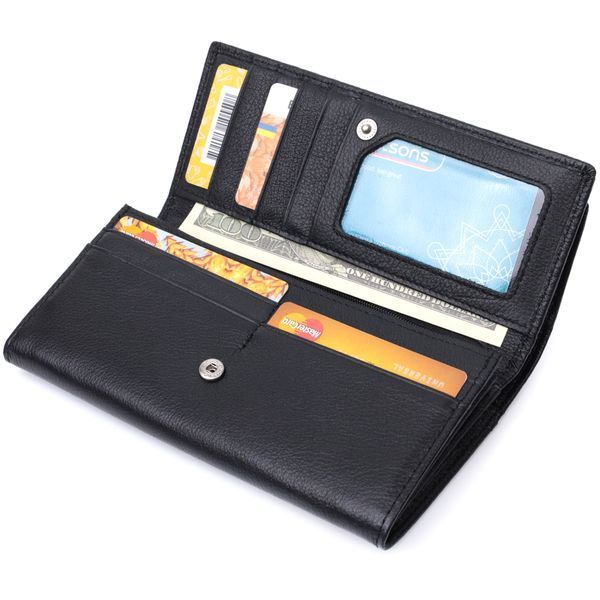 Жіночий шкіряний гаманець для карток купюр та монет ST Leather 22696 Чорний 22696 фото