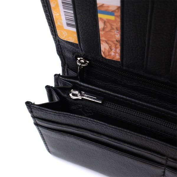 Жіночий шкіряний гаманець для карток купюр та монет ST Leather 22696 Чорний 22696 фото