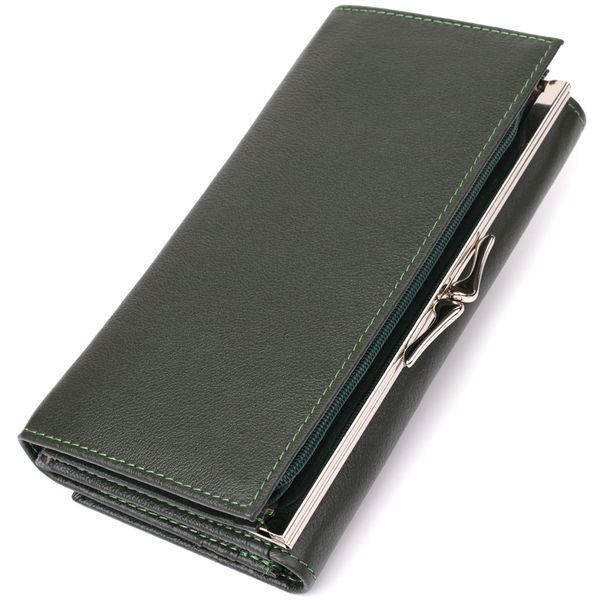 Вместительный женский кошелек на магнитах из натуральной кожи ST Leather 23115 Зеленый 23115 фото