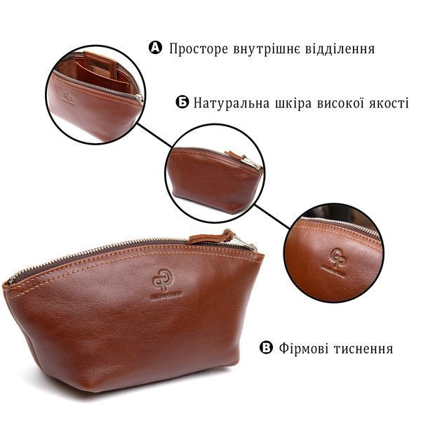 Жіноча косметичка з натуральної шкіри GRANDE PELLE 11510 Коричневий 11510 фото