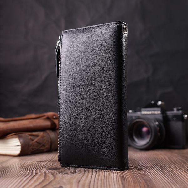 Лаконичный женский вертикальный кошелек-клатч из натуральной кожи ST Leather 22537 Черный 22537 фото