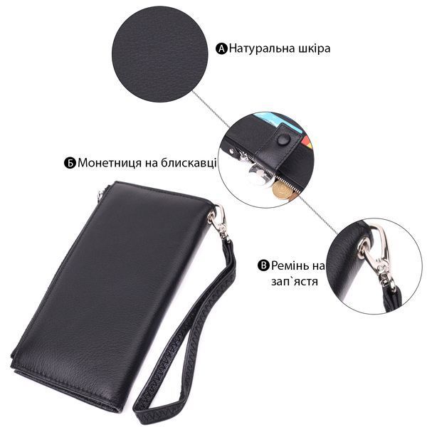 Лаконичный женский вертикальный кошелек-клатч из натуральной кожи ST Leather 22537 Черный 22537 фото