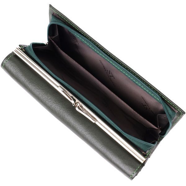 Вместительный женский кошелек на магнитах из натуральной кожи ST Leather 23115 Зеленый 23115 фото