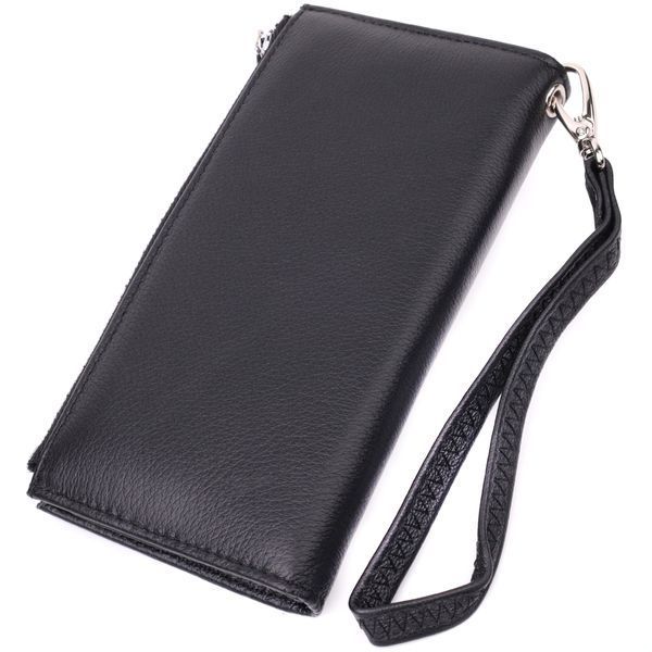 Лаконичный женский вертикальный кошелек-клатч из натуральной кожи ST Leather 22537 Черный 22537 фото