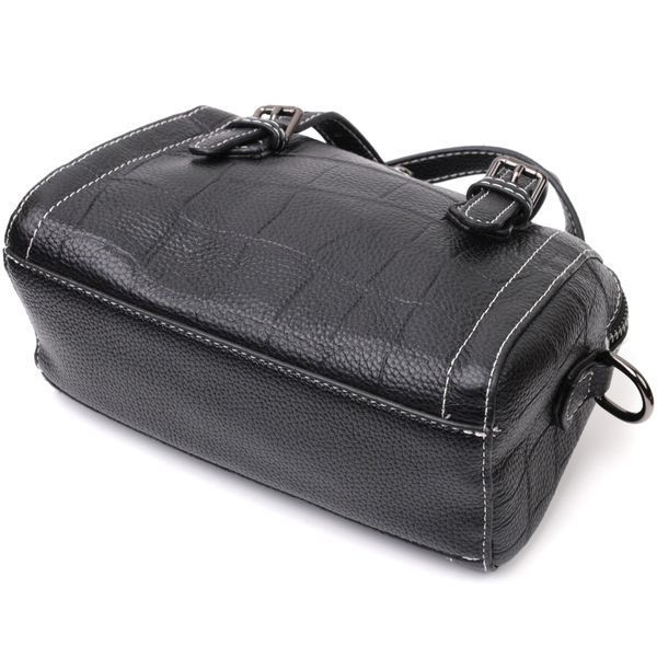 Миниатюрная женская сумка с двумя ручками из натуральной кожи Vintage 22358 Черная 22358 фото