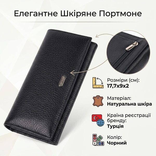 Жіночий шкіряний гаманець для карток купюр та монет CANPELLINI 21658 Чорний 21658 фото