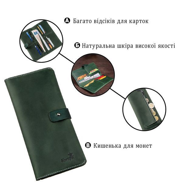 Бумажник из винтажной кожи SHVIGEL 16206 Зеленый 16206 фото