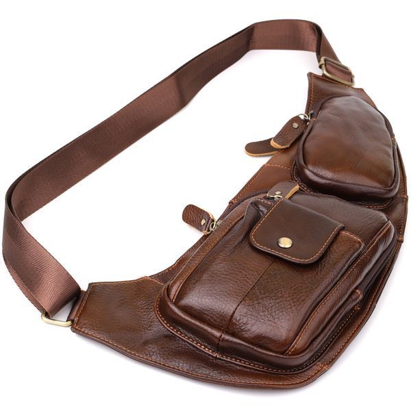Мужская сумка с большим количеством карманов из натуральной кожи Vintage 22962 Коричневый 22962 фото