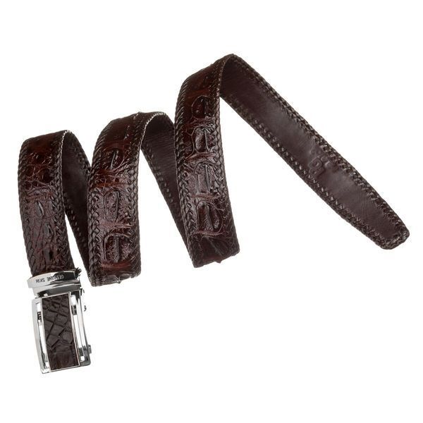 Ремінь-автомат CROCODILE LEATHER 18171 з натуральної шкіри крокодила Коричневий 18171 фото