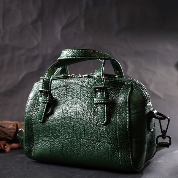 Небольшая женская сумка с двумя ручками из натуральной кожи Vintage 22359 Зеленая 22359 фото
