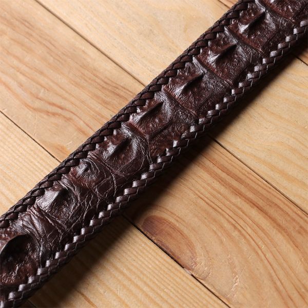 Ремінь-автомат CROCODILE LEATHER 18171 з натуральної шкіри крокодила Коричневий 18171 фото