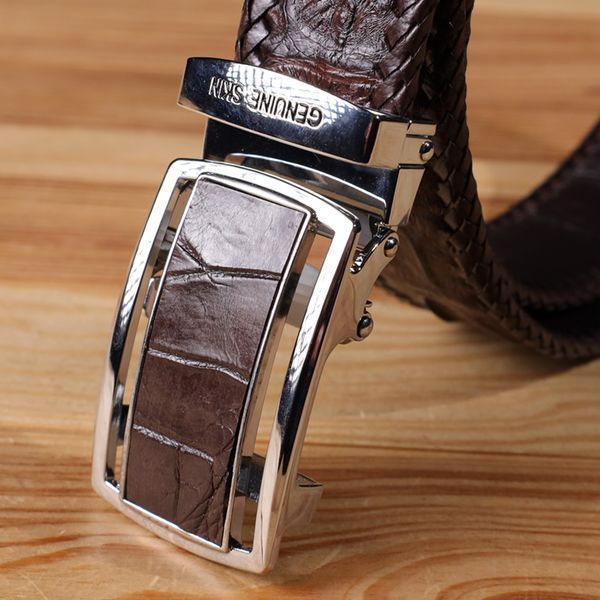Ремінь-автомат CROCODILE LEATHER 18171 з натуральної шкіри крокодила Коричневий 18171 фото