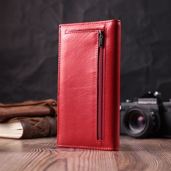 Вертикальний жіночий гаманець на магнітах із натуральної шкіри ST Leather 22539 Червоний 22539 фото