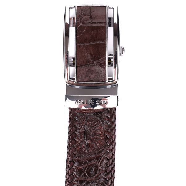Ремінь-автомат CROCODILE LEATHER 18171 з натуральної шкіри крокодила Коричневий 18171 фото