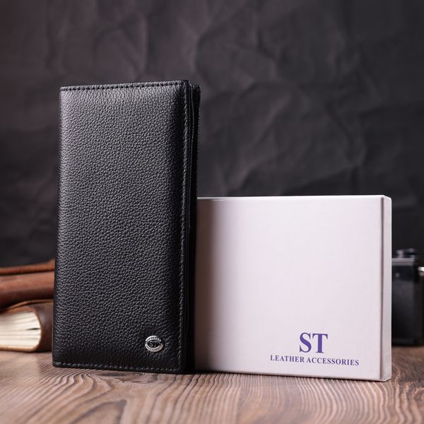 Женский вертикальный кошелек на магнитах из натуральной кожи ST Leather 22538 Черный 22538 фото