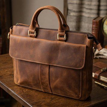 Мужской кожаный портфель для документов ноутбука и работы Vintage 22673 Коричневый 22673 фото