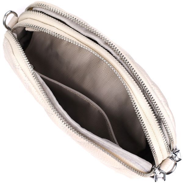 Модная женская сумка прошитая ромбами из натуральной кожи Vintage 22931 Белый 22931 фото