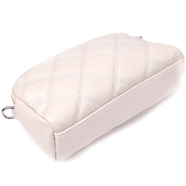 Модная женская сумка прошитая ромбами из натуральной кожи Vintage 22931 Белый 22931 фото