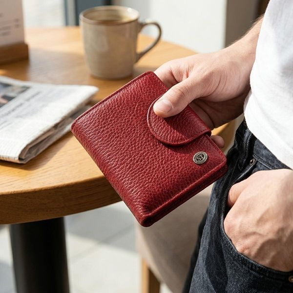 Женский кожаный кошелек для карт купюр и монет ST Leather 18499 Красный 18499 фото
