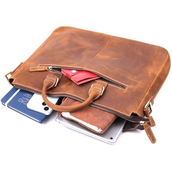 Мужской кожаный портфель для документов ноутбука и работы Vintage 22673 Коричневый 22673 фото