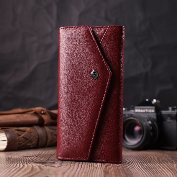 Кошелек для женщин из натуральной кожи с геометрическим клапаном ST Leather 22547 Бордовый 22547 фото