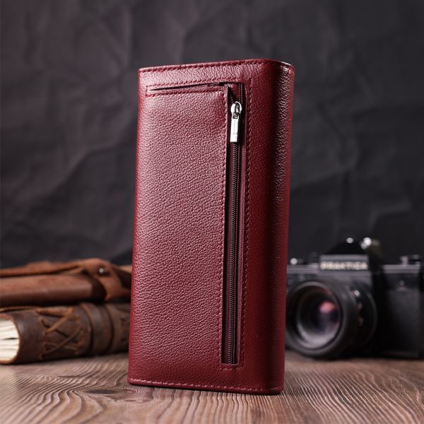 Кошелек для женщин из натуральной кожи с геометрическим клапаном ST Leather 22547 Бордовый 22547 фото