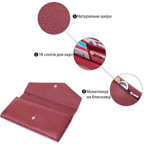 Кошелек для женщин из натуральной кожи с геометрическим клапаном ST Leather 22547 Бордовый 22547 фото